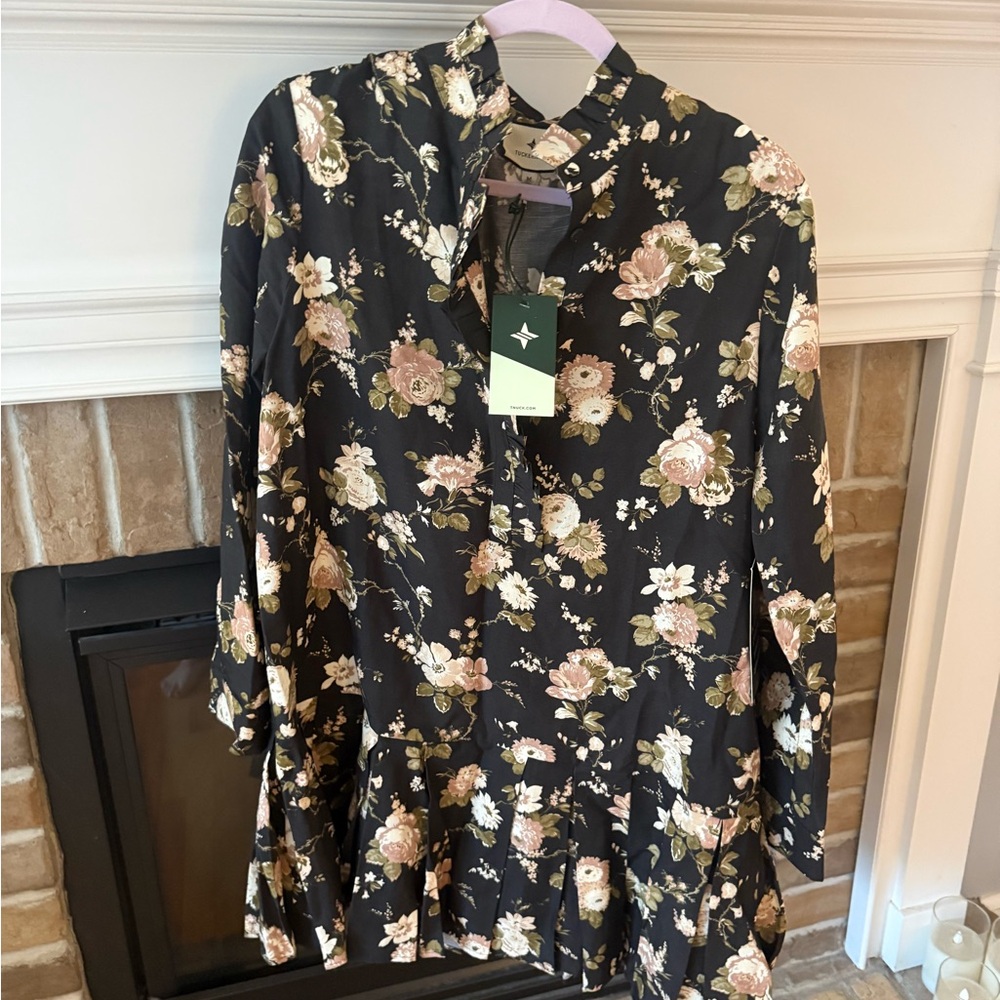 Floral Black Long Sleeve Dress